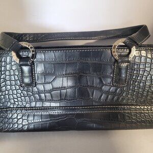 Tommy Hilfiger Black Faux Crocodile Skin Purse * Handbag * Shoulder bag